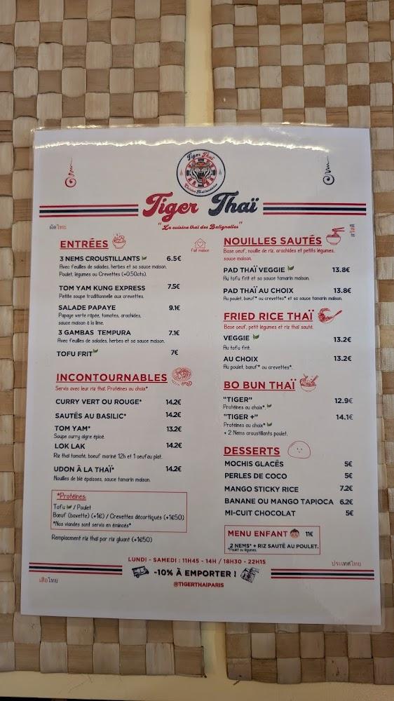 🇹🇭 Tïger Thaï Paris - Batignolles - Menu Image 2